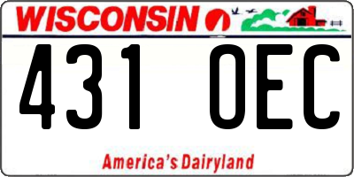 WI license plate 431OEC