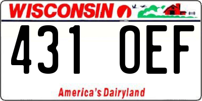 WI license plate 431OEF