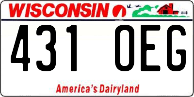 WI license plate 431OEG
