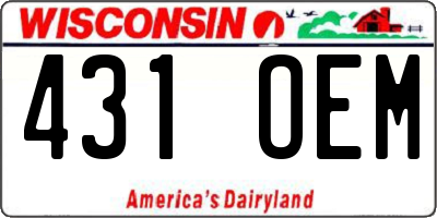 WI license plate 431OEM