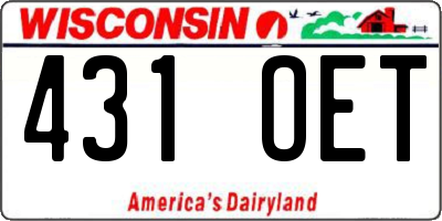 WI license plate 431OET