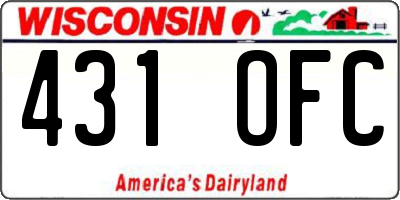 WI license plate 431OFC