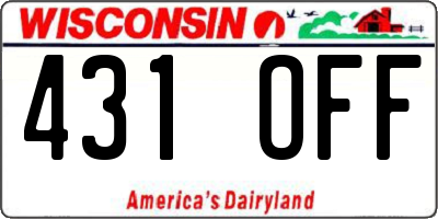 WI license plate 431OFF