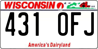 WI license plate 431OFJ