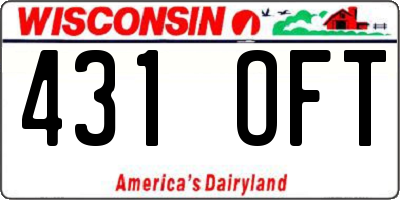 WI license plate 431OFT