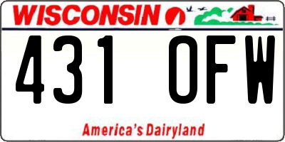 WI license plate 431OFW