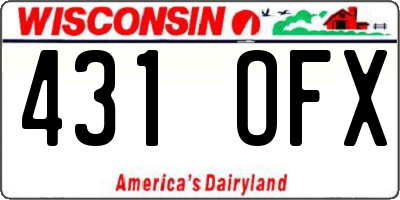 WI license plate 431OFX