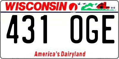 WI license plate 431OGE