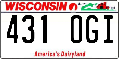 WI license plate 431OGI