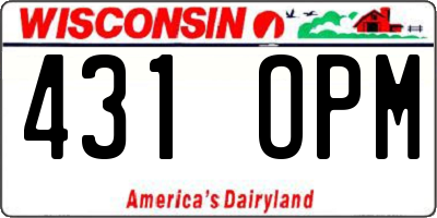 WI license plate 431OPM