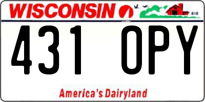 WI license plate 431OPY