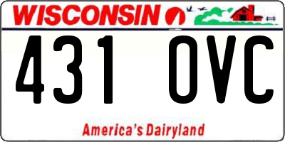 WI license plate 431OVC
