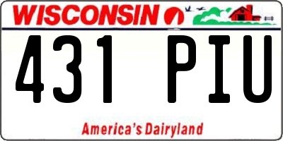 WI license plate 431PIU