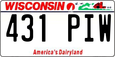 WI license plate 431PIW