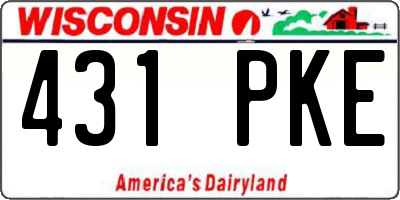 WI license plate 431PKE