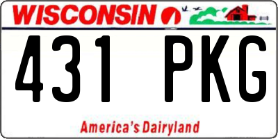 WI license plate 431PKG