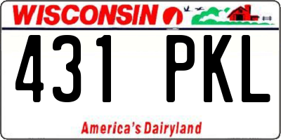 WI license plate 431PKL