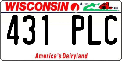 WI license plate 431PLC