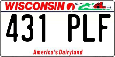 WI license plate 431PLF