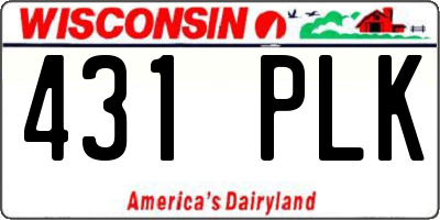 WI license plate 431PLK