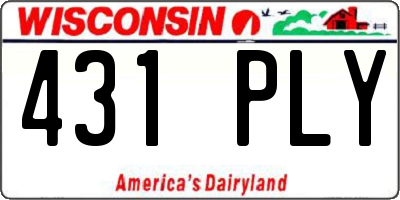WI license plate 431PLY
