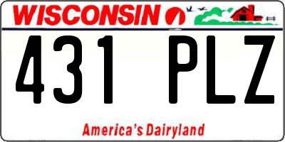 WI license plate 431PLZ