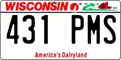WI license plate 431PMS