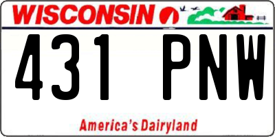 WI license plate 431PNW