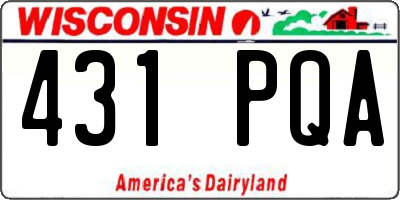 WI license plate 431PQA