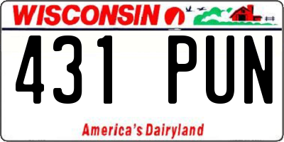 WI license plate 431PUN