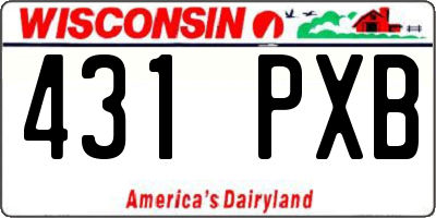 WI license plate 431PXB