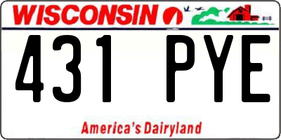 WI license plate 431PYE