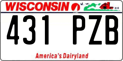 WI license plate 431PZB