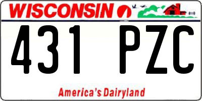 WI license plate 431PZC