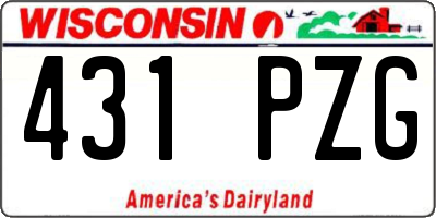 WI license plate 431PZG