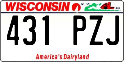 WI license plate 431PZJ