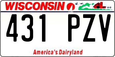 WI license plate 431PZV