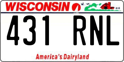 WI license plate 431RNL
