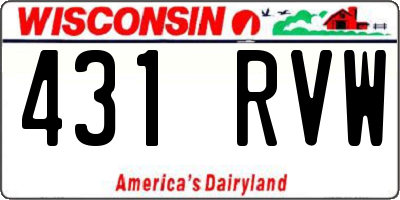 WI license plate 431RVW