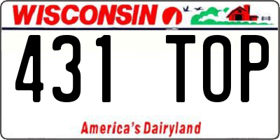 WI license plate 431TOP