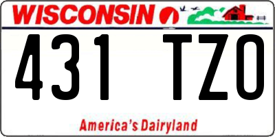 WI license plate 431TZO