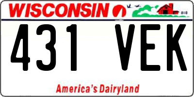 WI license plate 431VEK