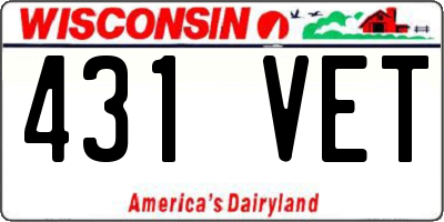 WI license plate 431VET