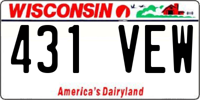 WI license plate 431VEW