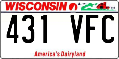 WI license plate 431VFC