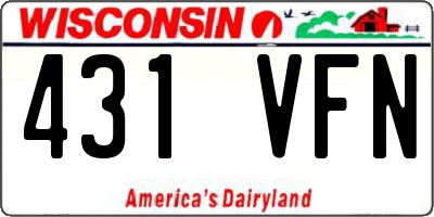WI license plate 431VFN