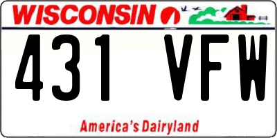 WI license plate 431VFW
