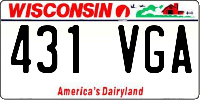WI license plate 431VGA