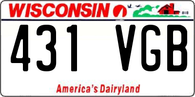 WI license plate 431VGB