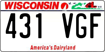WI license plate 431VGF
